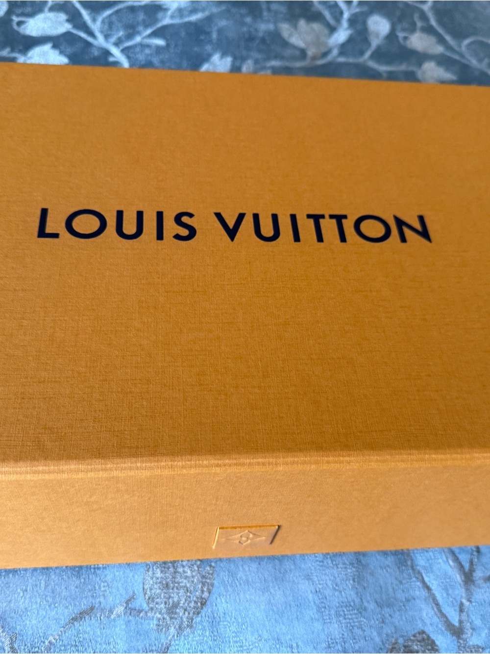 Louis Vuitton Orange Empty Gift Box with LV Blue Logo magnetic close